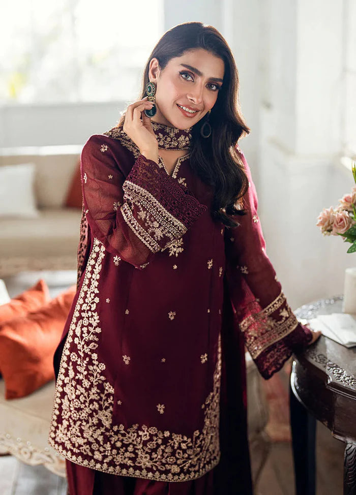 Azure 3pc unstitched Dhanak Emb with Emb Ready Dupatta
